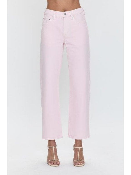 Lexi Mid Rise Bowed Straight- Blush