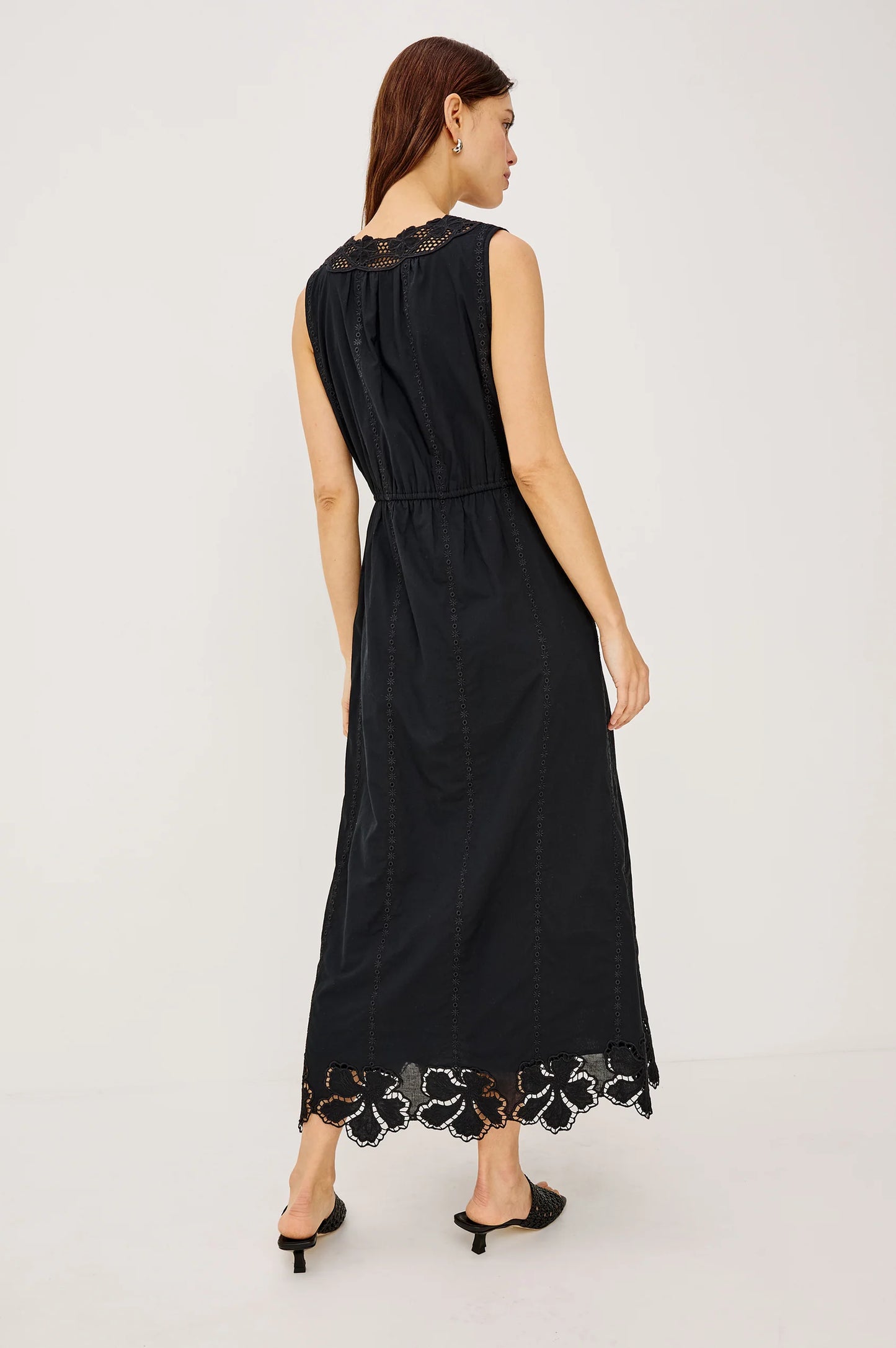 Lorina Embroidered Maxi Dress- Black