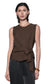Lola Side Tie Blouse- Brown