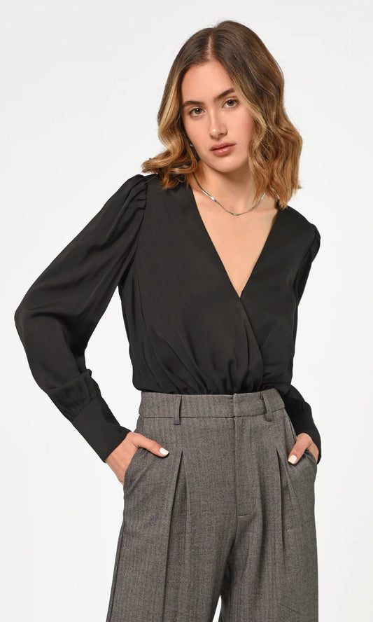 Lourdes Wrap Front Cuffed Blouse