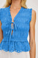 Martine Smocked Peplum Top- Harbor Blue