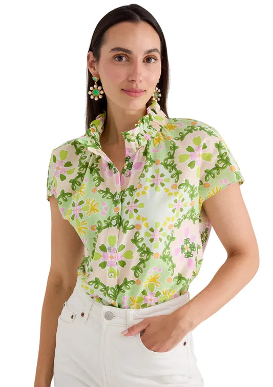 Milly Ruffle Collar Shirt- Green Clover