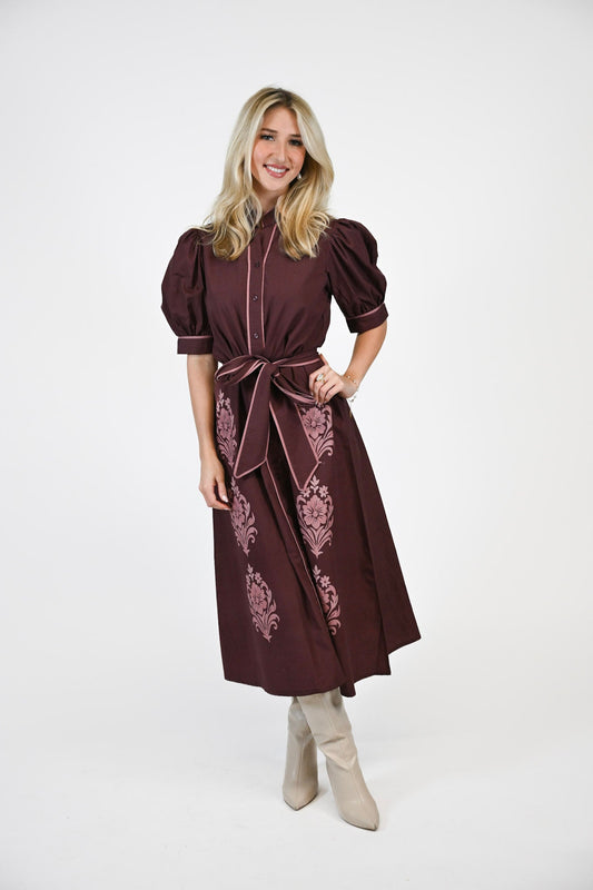 Kiawah Short Sleeve Maxi Dress- Mulberry Petal
