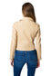 Model wearing Natural Light faux leather jacket with zip and lapel