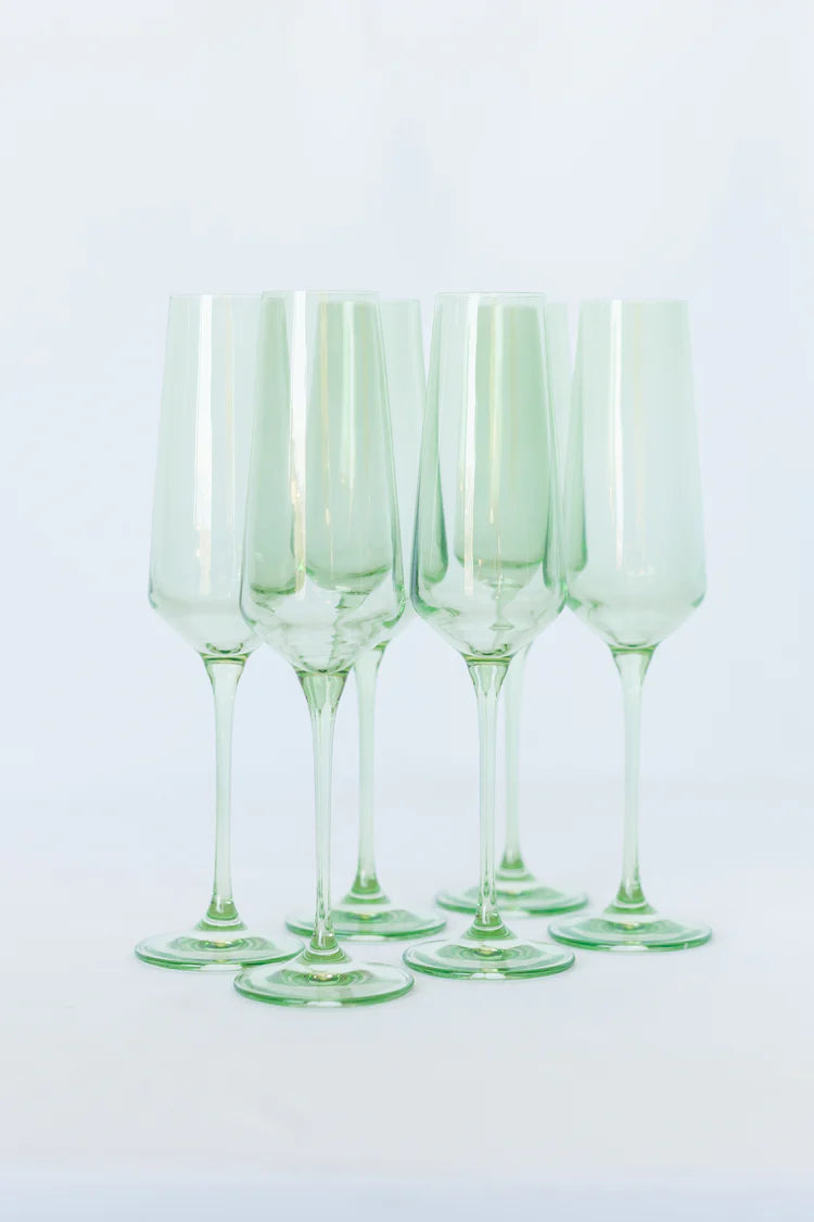 Estelle Colored Champagne Flutes- Mint Green (SET OF 6)