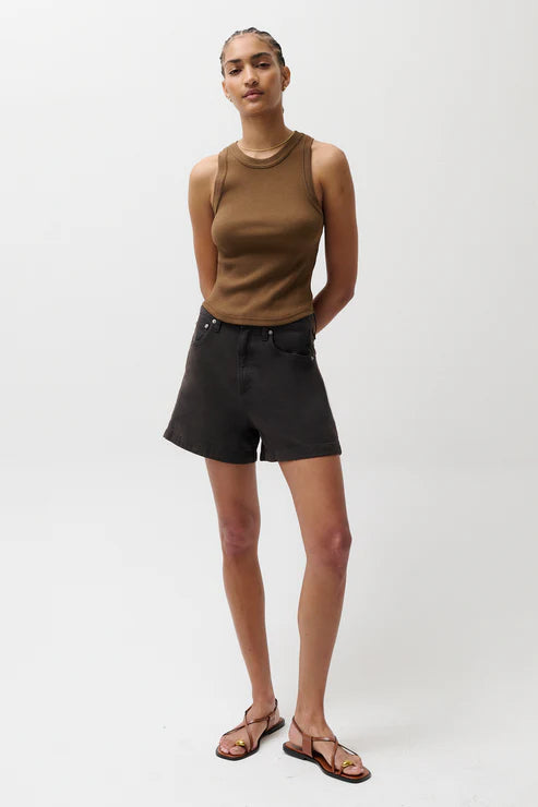Kimora High Rise Linen Short- Black