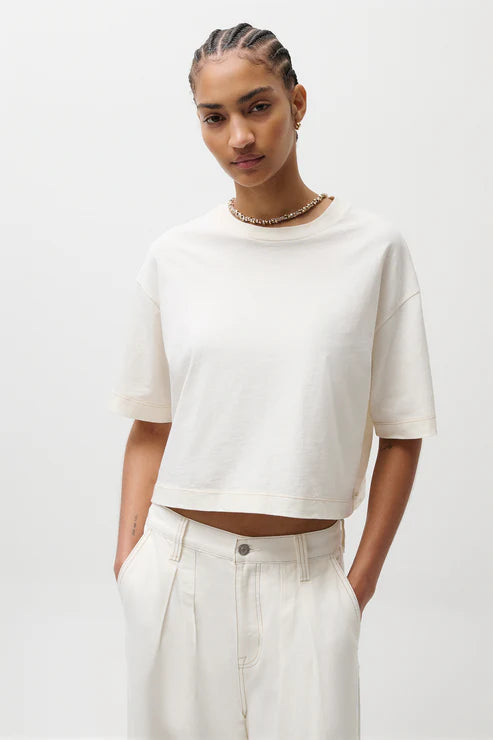 Mae Cropped Tee- Soft White