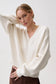 Nika V Neck Sweater- White