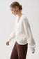 Nika V Neck Sweater- White