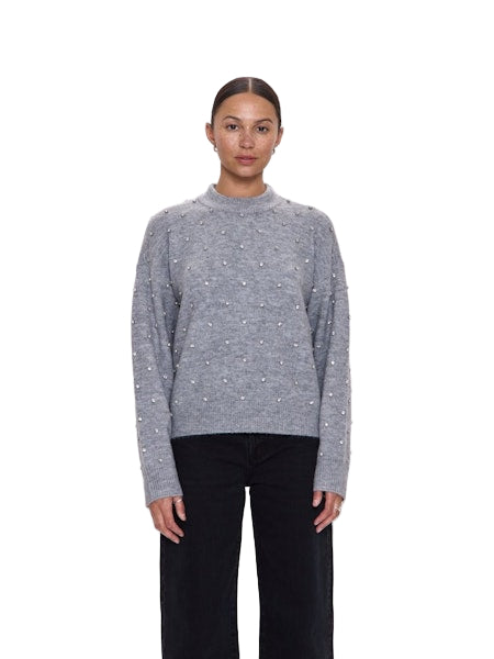 Aura Studded Sweater- Charcoal