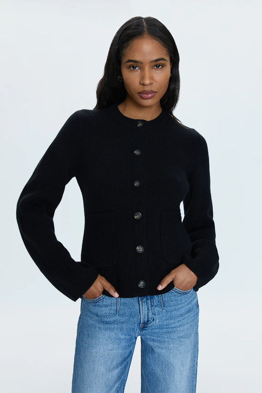 Dani Button Down Cardigan- Noir