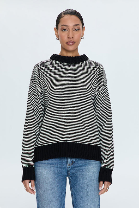 Jadine Striped Oversized Sweater- Black/White