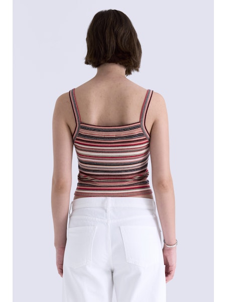 Frannie Striped Crop Tank- Coral Multi