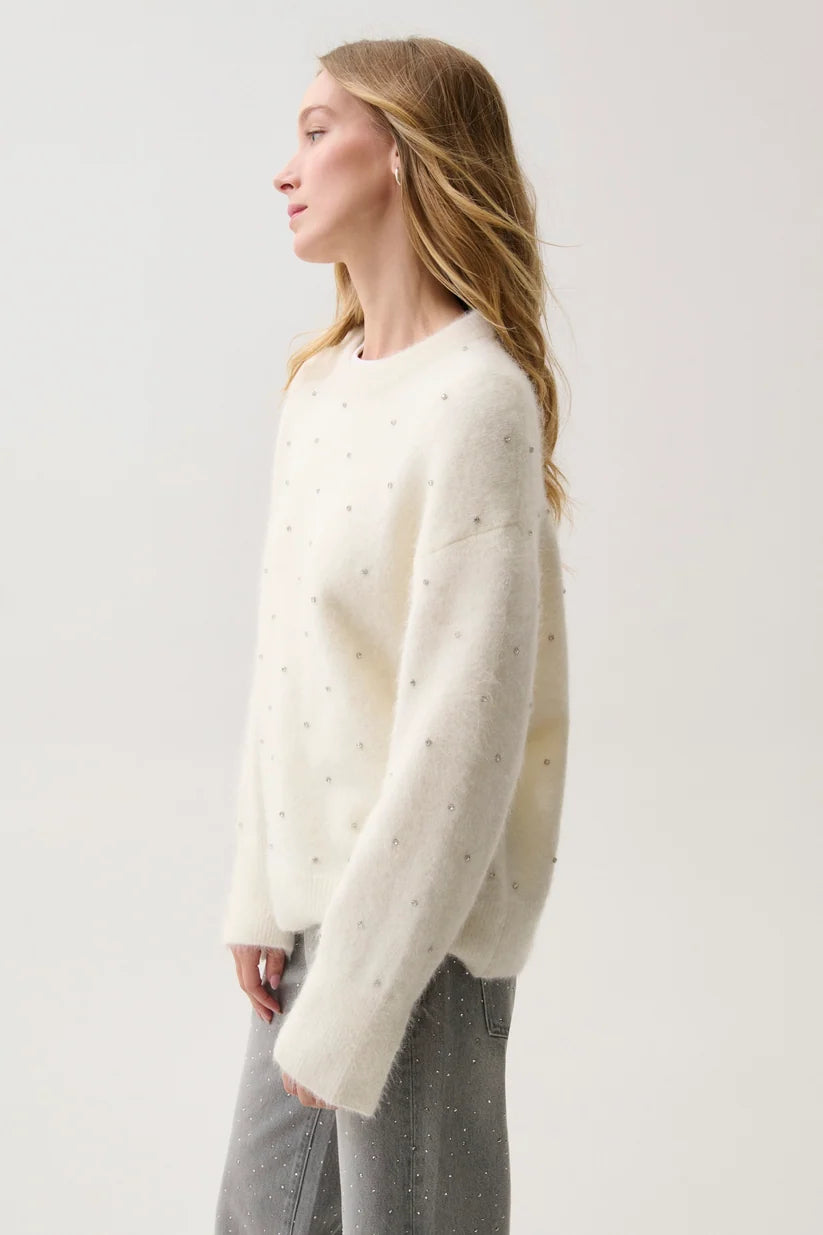 Luna Embellished Sweater- Winter White