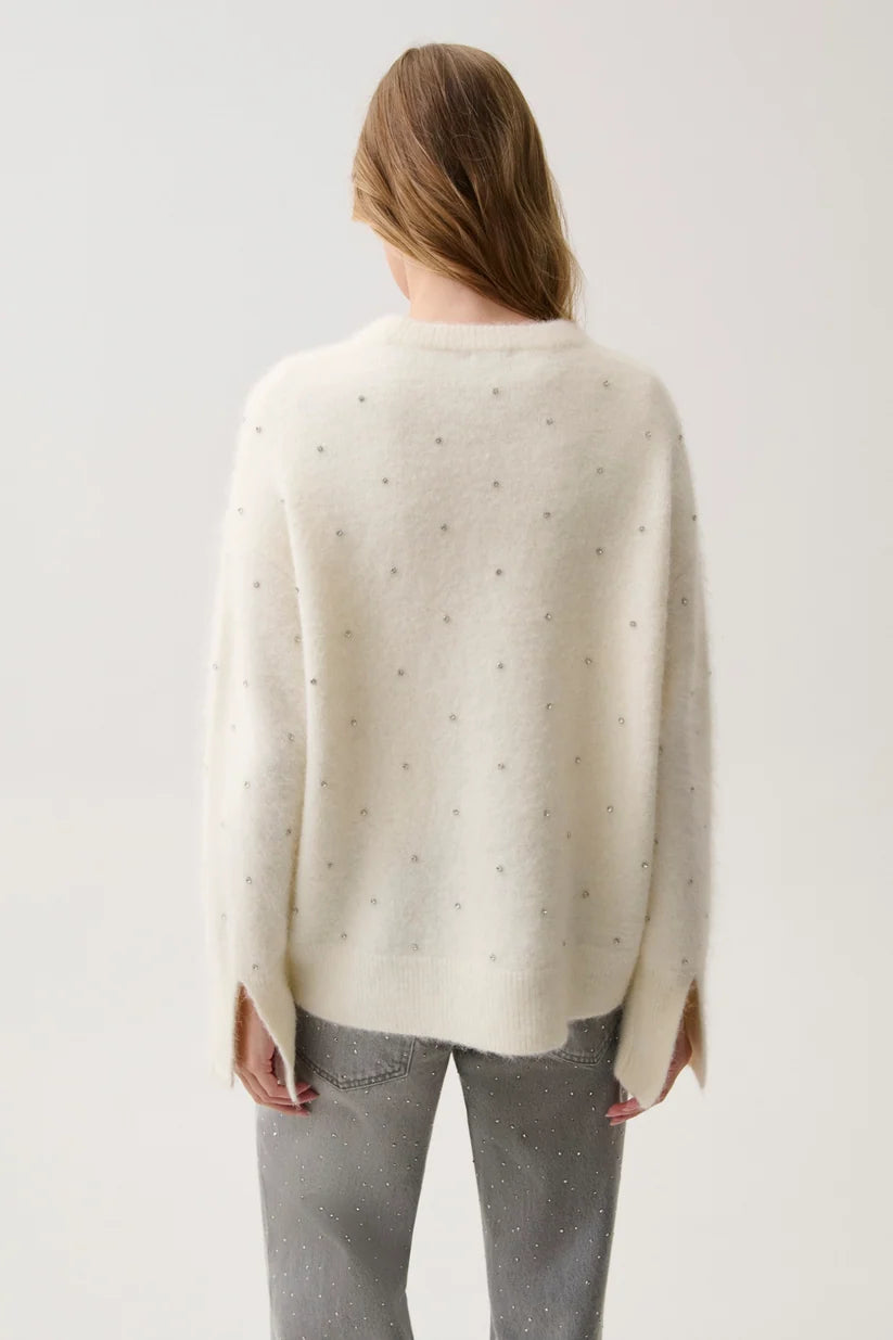 Luna Embellished Sweater- Winter White