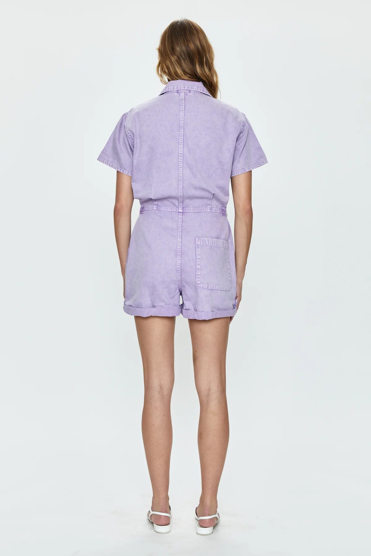 Parker Short Sleeve Romper- Amethyst