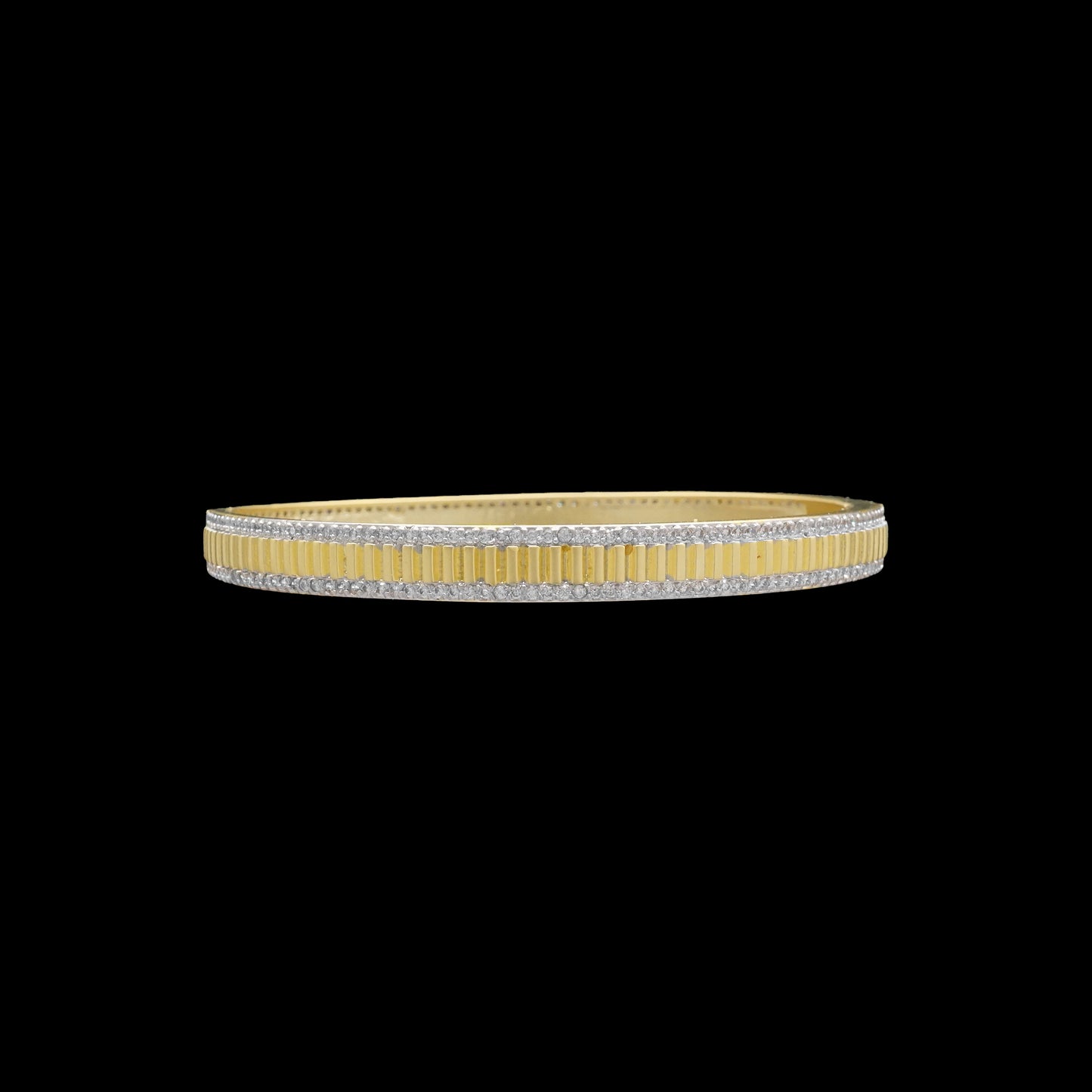 Matte gold bangle with clear pave CZ trim