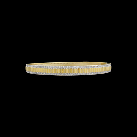 Matte gold bangle with clear pave CZ trim