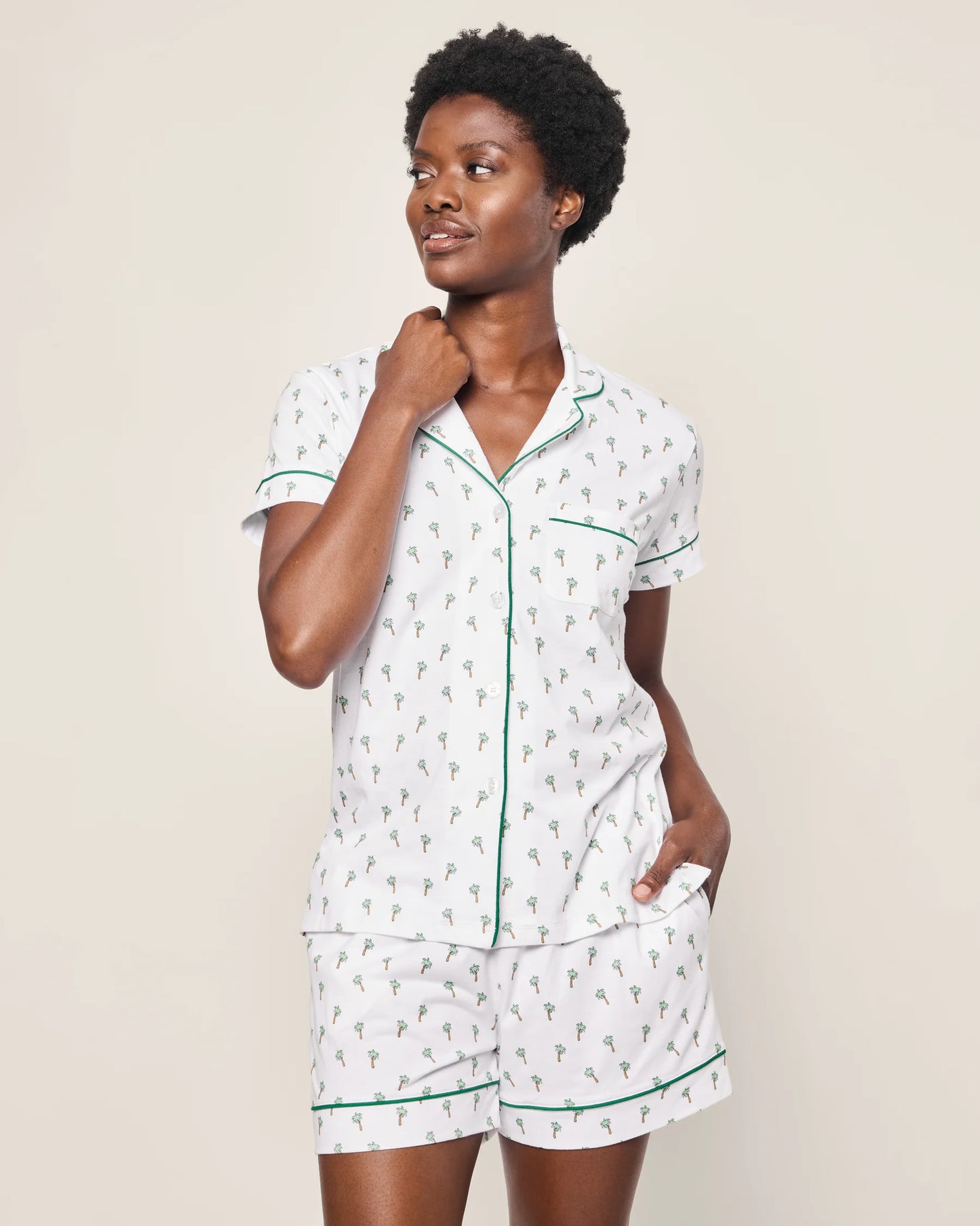 Pima Short Sleeve Set- Palmier