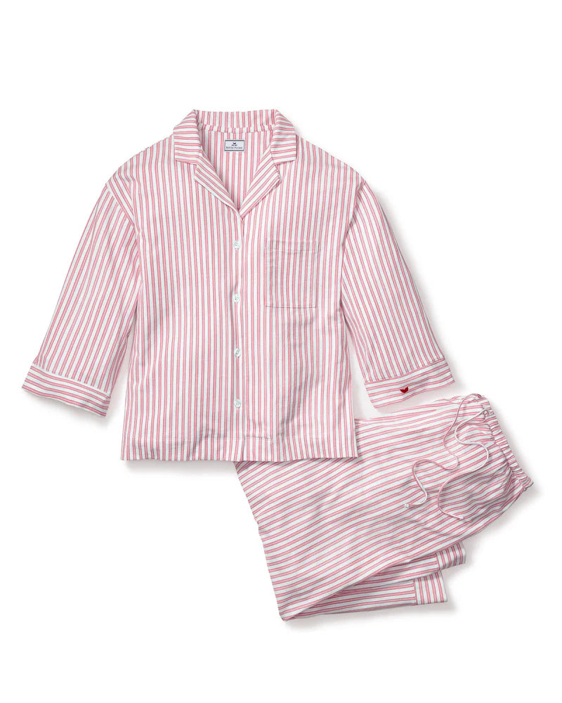 Olivia Wide Leg Pima Pajama Set- Red Ticking
