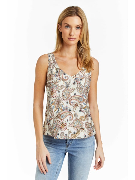 Perry Paisley Tank- Ivory