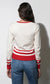 Piper Striped Button Front Knit Top- Ivory/red