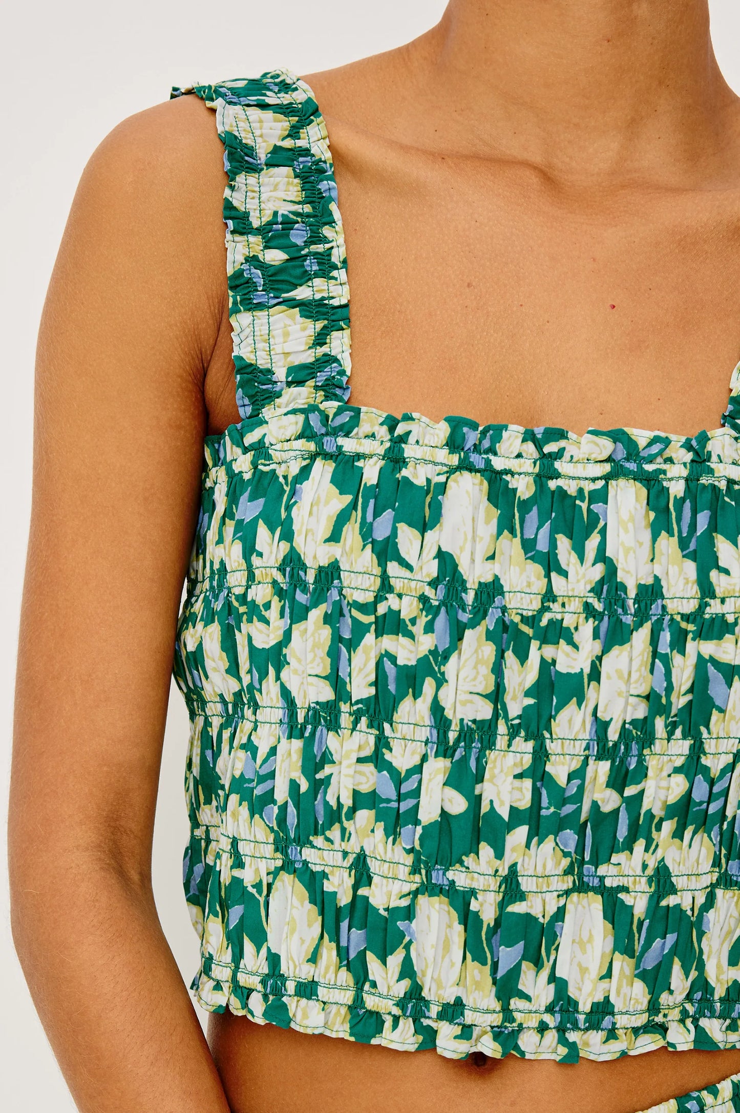 Quinn Cropped Tank- Green Mayflower