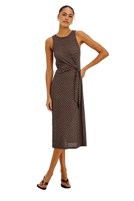 Ricky Wrap Dress- Onyx Cocoa Stripe