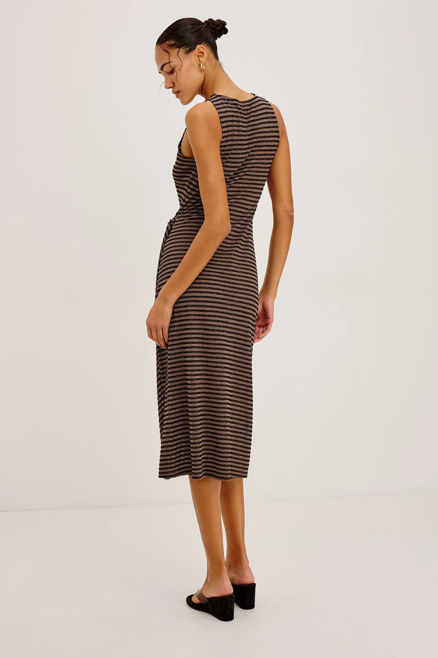 Ricky Wrap Dress- Onyx Cocoa Stripe