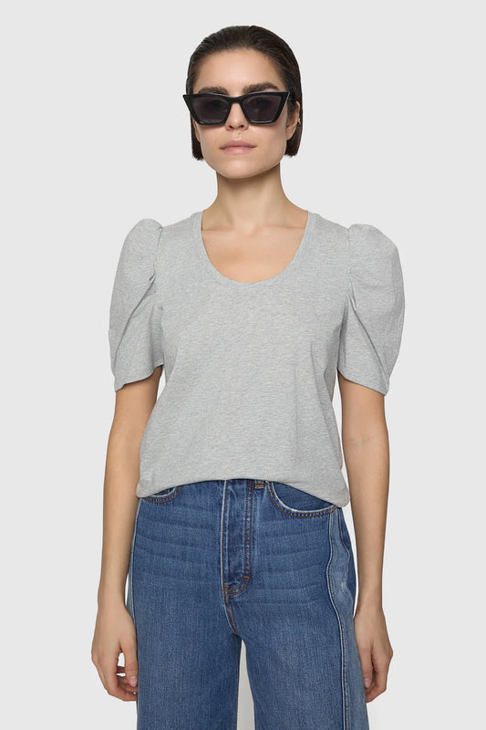 Janine Short Sleeve Top- Heather Grey