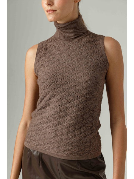 Roscoe Sleeveless Turtleneck- Carbon