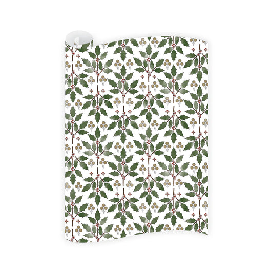 Holly Stencil Wrapping Paper- Set of 3 sheets
