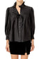 Black ruffle detailed blouse for women – front view