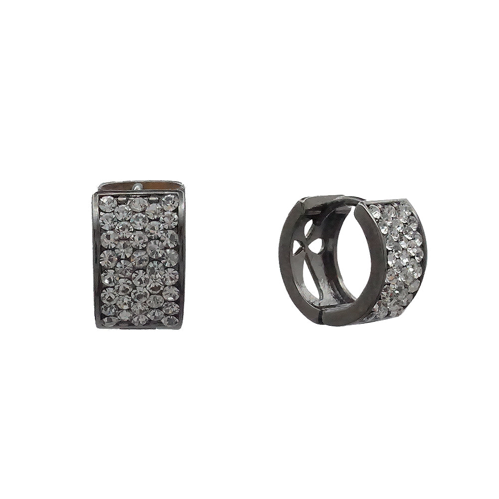 Pave Huggie Earring- Black