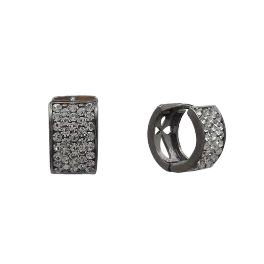 Pave Huggie Earring- Black