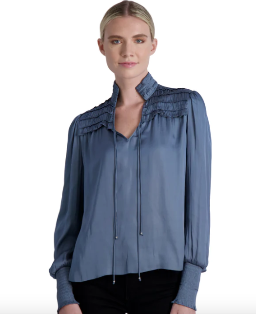 The Claire- Long Sleeve Satin Blouse