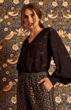 Miki Black Burnout Top