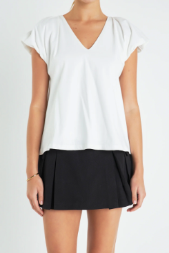 Dolman Short Sleeve Shirt- White