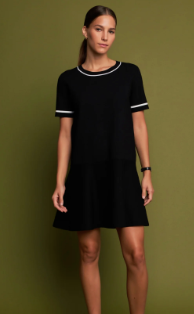 Knit Contrast Mini Dress- Black/White