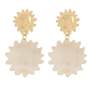 Sun Shape Shell Drop Earring