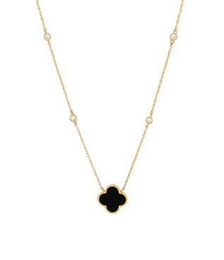 Mother of Pearl Clover Pendant Necklace on CZ Chain