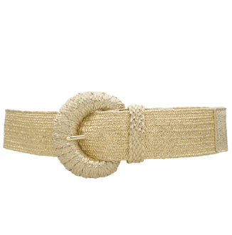 Metallic Wrapped Halfmoon Elastic Belt- Gold