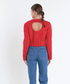 Open Back Cropped Sweater- Red