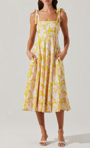 Shiann Midi Tie Shoulder Dress