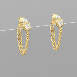 CZ & Chain Earring- Gold