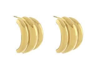 Three lined Half Hoop- Gold