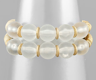 Heishi Bead & Glass Stone Bracelet