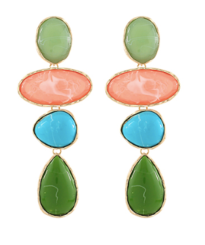 Linked Oval and teardrop Stone Earring
