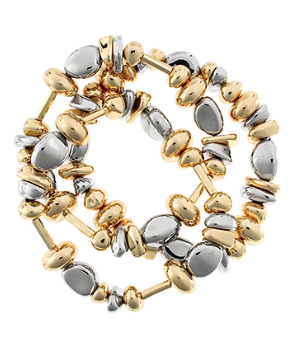 Three Organic Shape Bracelets- Gold/Silver