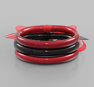 Thick Tub Bracelet- Red/Black (Set of 3)